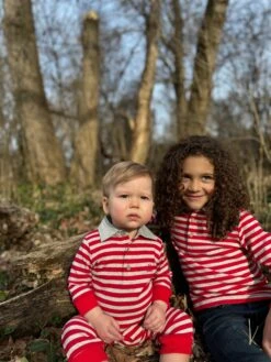 KINGSTON Red/Beige Stripe Polo Romper -Me & Henry HB1322HHB1378CHb342A 2