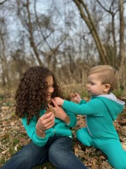 BLAINE Turquoise Hooded Knit Romper -Me & Henry HB1323AHB1341A HB342A 2