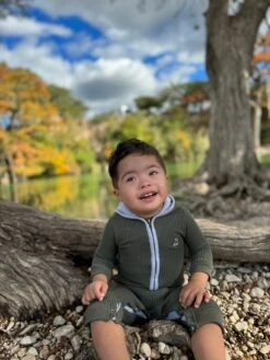 BLAINE Green Hooded Knit Romper -Me & Henry HB1323D 1