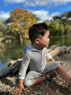 BLAINE Grey Cosy Hooded Knit Romper 8 BLAINE Grey Cosy Hooded Knit Romper -Me & Henry HB1323F 4