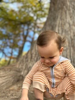 BLAINE Orange/Beige Cosy Hooded Romper 7 BLAINE Orange/Beige Cosy Hooded Romper -Me & Henry HB1323H 3