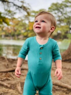 MASON Turquoise Rib Romper -Me & Henry HB1328A 4