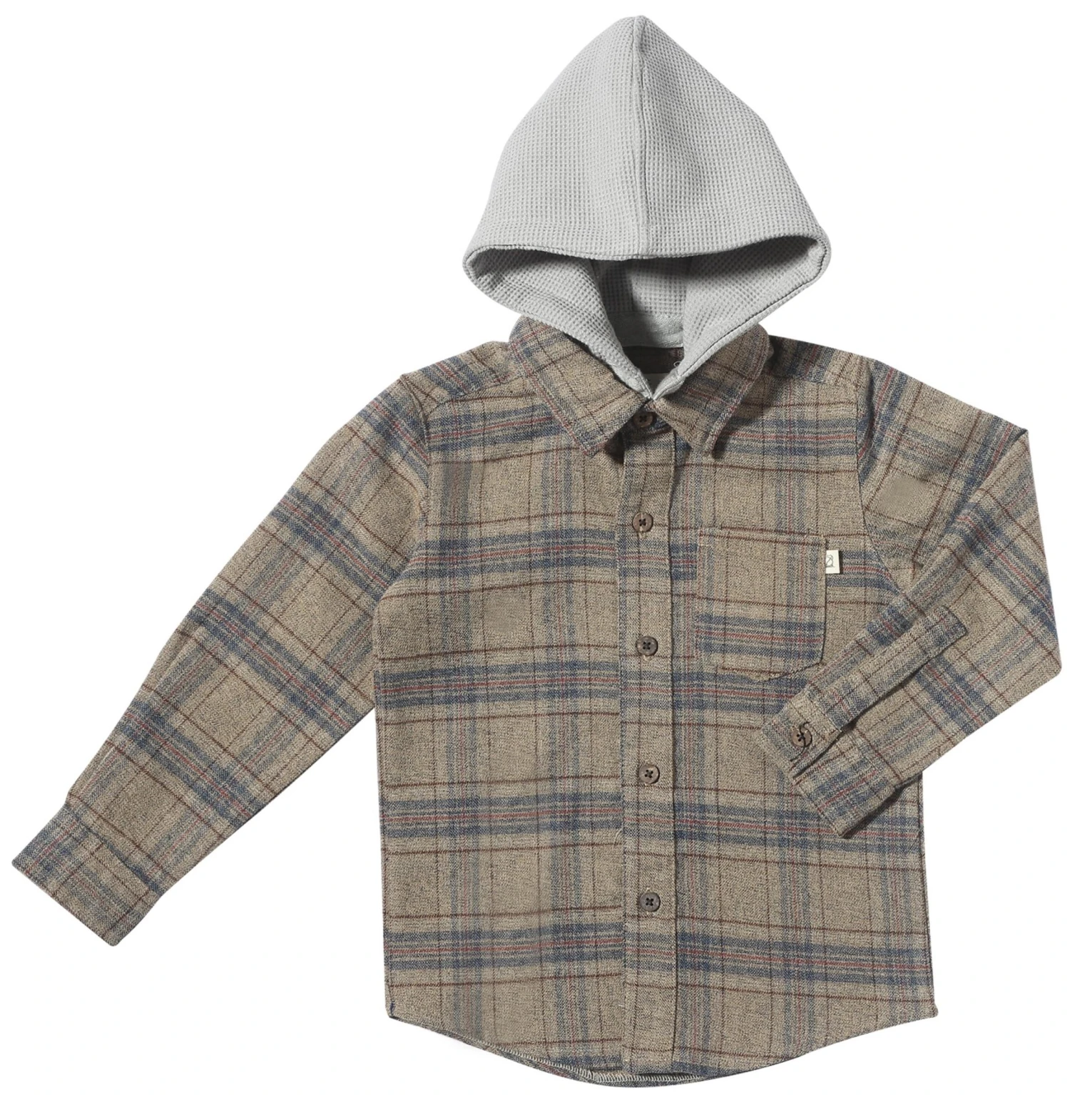 ERIN Beige Plaid Hooded Shirt 1 ERIN Beige Plaid Hooded Shirt