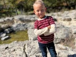 CAMERON Burgundy/Apricot Mock Sleeve -Me & Henry HB1362A 2