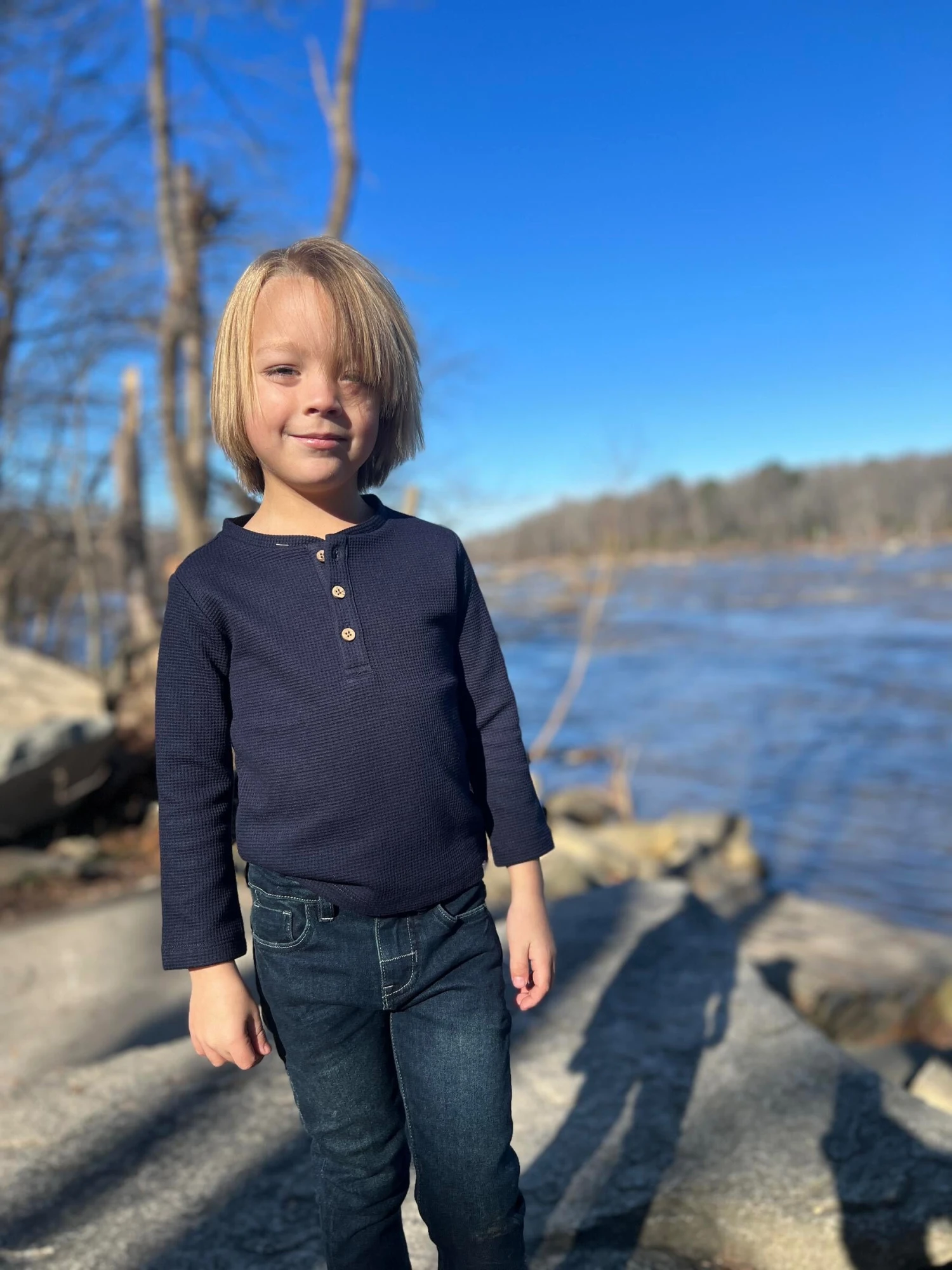 HARVARD Navy Waffle Henley 2 HARVARD Navy Waffle Henley - Image 2