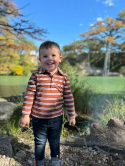 MIDWAY Brown/Royal Stripe Polo -Me & Henry HB1373E 2