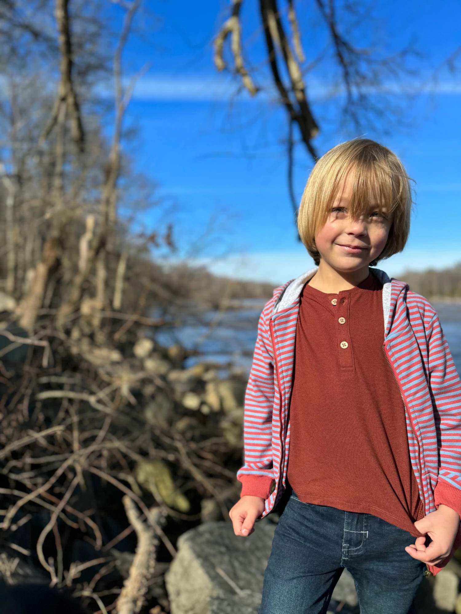 PARSONS Blue/Rust Cosy Zipped Top 4 PARSONS Blue/Rust Cosy Zipped Top - Image 4