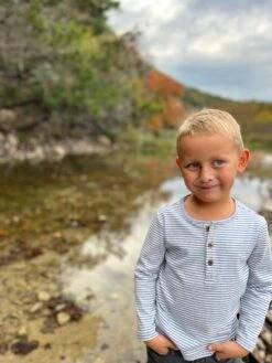 MASCOT Royal/White Stripe Henley -Me & Henry HB1376E 1