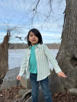 ADAMS Aqua Ribbed Henley -Me & Henry HB1394AHB1374A