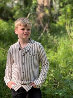 ATWOOD Black/Cream Stripe Woven Shirt 13 ATWOOD Black/Cream Stripe Woven Shirt -Me & Henry HB1394G 5