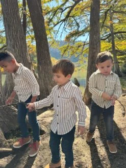 ATWOOD Black/Cream Stripe Woven Shirt 18 ATWOOD Black/Cream Stripe Woven Shirt -Me & Henry HB1394G hb1392j hb1391g 1