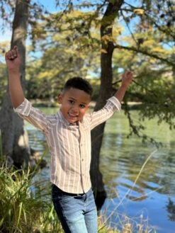 ATWOOD Beige/White Stripe Woven Shirt -Me & Henry HB1395C 1HB342A 2