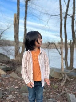 ADAMS Burnt Orange Ribbed Henley -Me & Henry HB1395CHB1374G