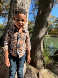 ATWOOD Brown/Black/Red Plaid Woven Shirt -Me & Henry HB1395F 2HB342A 2