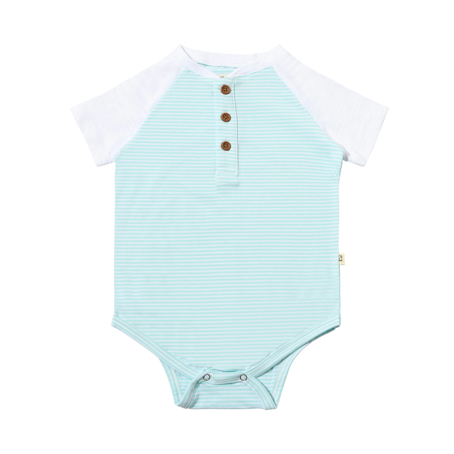 LEAGUE Sky/White Striped Raglan Onesie 1 LEAGUE Sky/White Striped Raglan Onesie