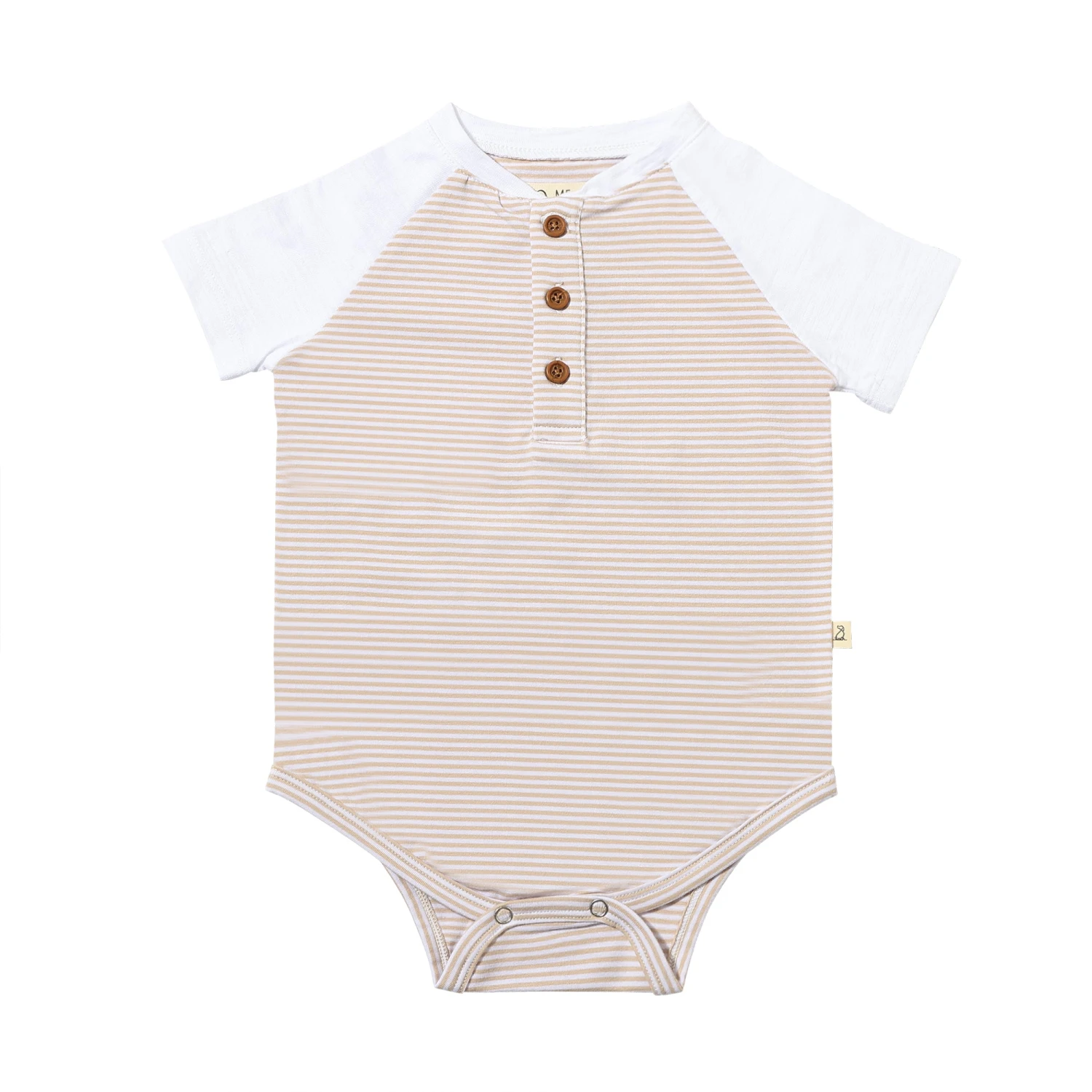 LEAGUE Beige/White Striped Raglan Onesie 1 LEAGUE Beige/White Striped Raglan Onesie