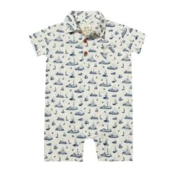 MOLOKAI Navy Boats Printed Romper