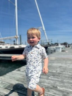 MOLOKAI Navy Boats Printed Romper -Me & Henry HB1406M 3