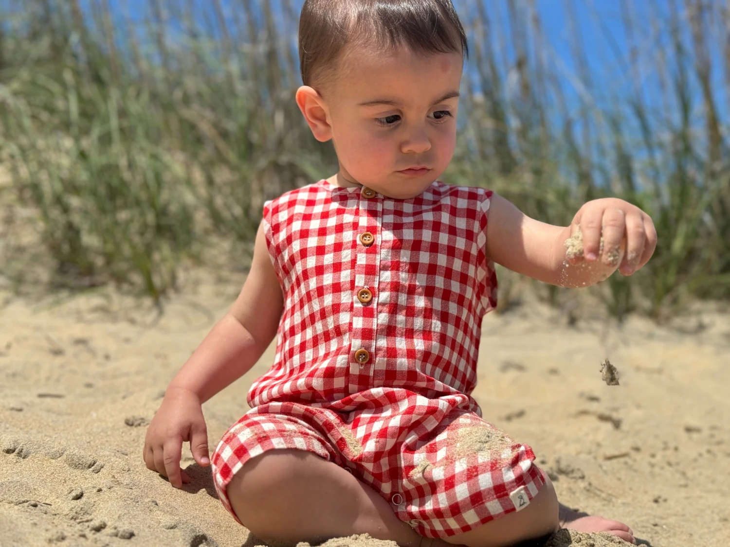 CABIN Red/Cream Plaid Playsuit 2 CABIN Red/Cream Plaid Playsuit - Image 2