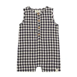 CABIN Navy/Cream Plaid Playsuit
