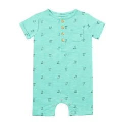 MARTINGALE Aqua Henry Print Henley Romper