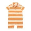 DRIFT Tangerine/Grey/White Stripe Polo Romper