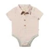 HELFORD Beige Micro Plaid Woven Onesie