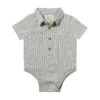 HELFORD Grey/White Striped Woven Onesie