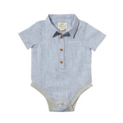 HELFORD Royal/White Seersucker Stripe Woven Onesie