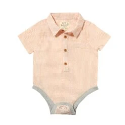 HELFORD Tangerine Stripe Seersucker Woven Onesie