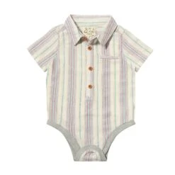 HELFORD Aqua/Blue/Red Stripe Woven Onesie