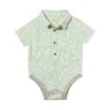 HELFORD Mint/Grey Stripe Woven Onesie