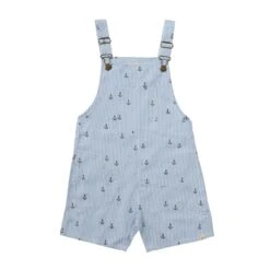 GALLEON Anchor Print Seersucker Woven Buckled Overalls
