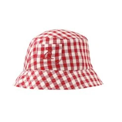 FISHERMAN Red/White Plaid Woven Bucket Hat