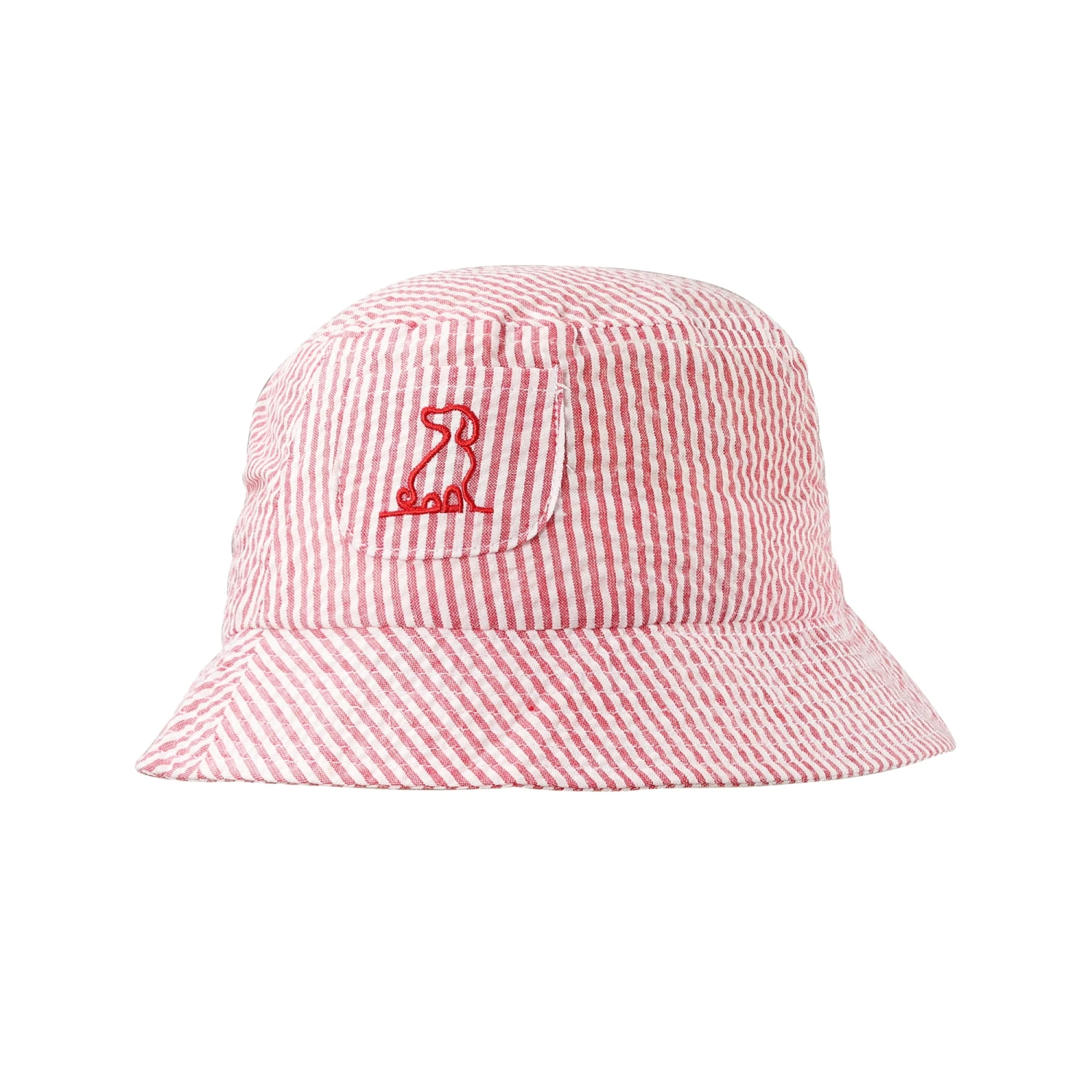 FISHERMAN Red/White Stripe Seersucker Woven Bucket Hat 1 FISHERMAN Red/White Stripe Seersucker Woven Bucket Hat