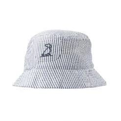 FISHERMAN Navy/White Stripe Seersucker Woven Bucket Hat