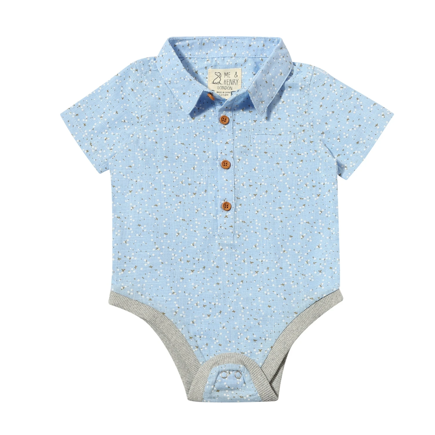 HELFORD Blue Floral Woven Onesie 1 HELFORD Blue Floral Woven Onesie