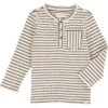 Cream/grey Stripe Henley Tee