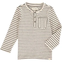 Cream/grey Stripe Henley Tee