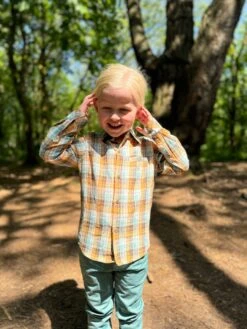 Beige/blue Plaid Shirt -Me & Henry HB561I HB1338B 1