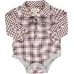 JASPER Navy/cream/wine Plaid Woven Onesie