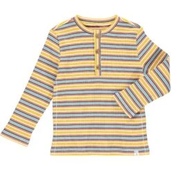 ERWIN Mustard/Blue Striped Ribbed Henley