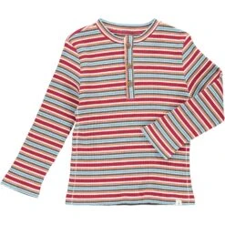 ERWIN Wine/beige/blue Striped Ribbed Henley