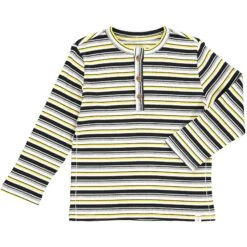 ERWIN Yellow/black/white Striped Ribbed Henley