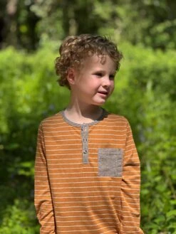 LINDEN Mustard/White Stripe Henley -Me & Henry HB736C 1 1