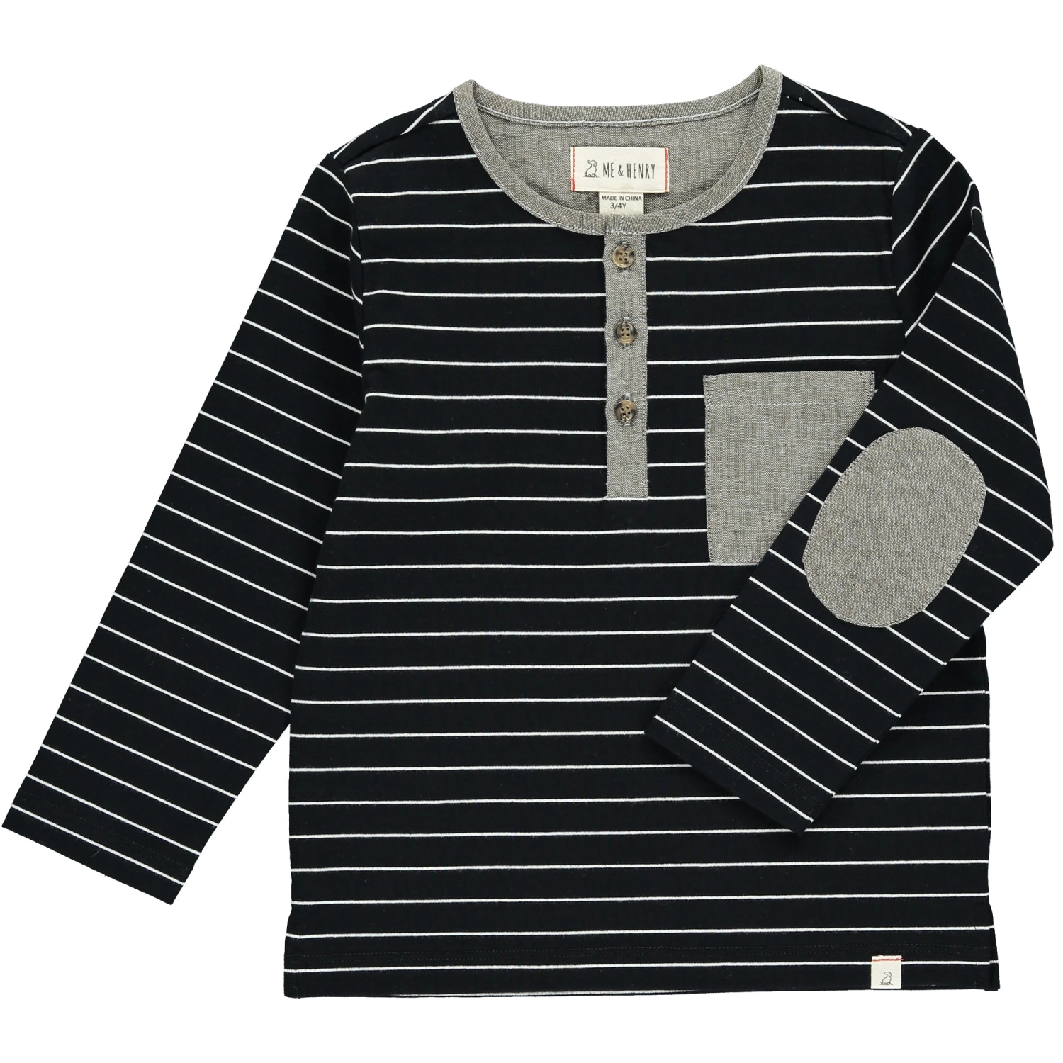 LINDEN Black/white Stripe Henley 1 LINDEN Black/white Stripe Henley