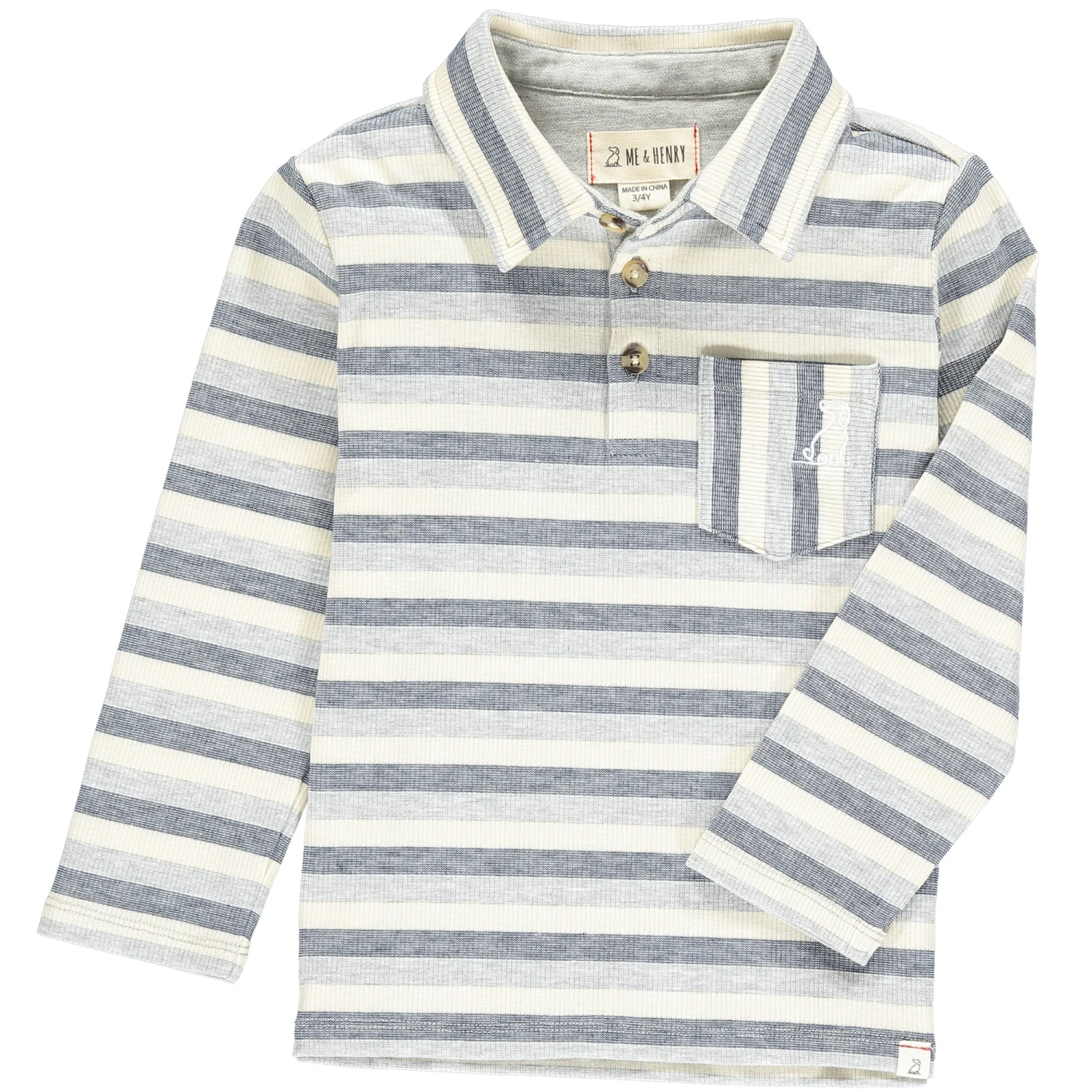 ROCKWOOD Grey/Cream/Navy Stripe Polo 1 ROCKWOOD Grey/Cream/Navy Stripe Polo