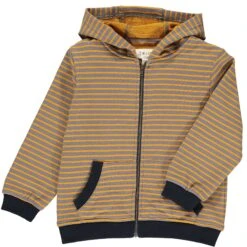 PARSONS Rust/brown Striped Zipped Hooded Top