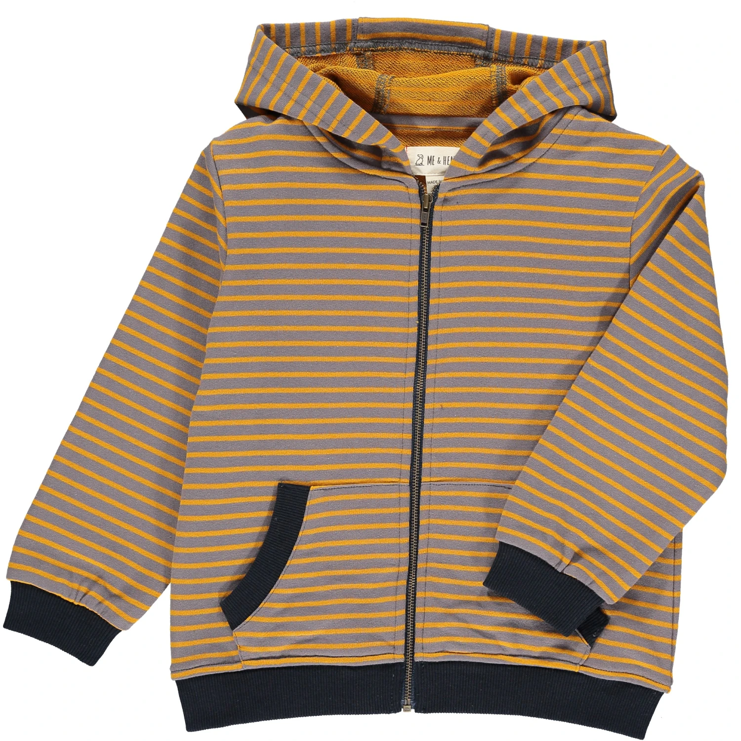 PARSONS Rust/brown Striped Zipped Hooded Top 1 PARSONS Rust/brown Striped Zipped Hooded Top