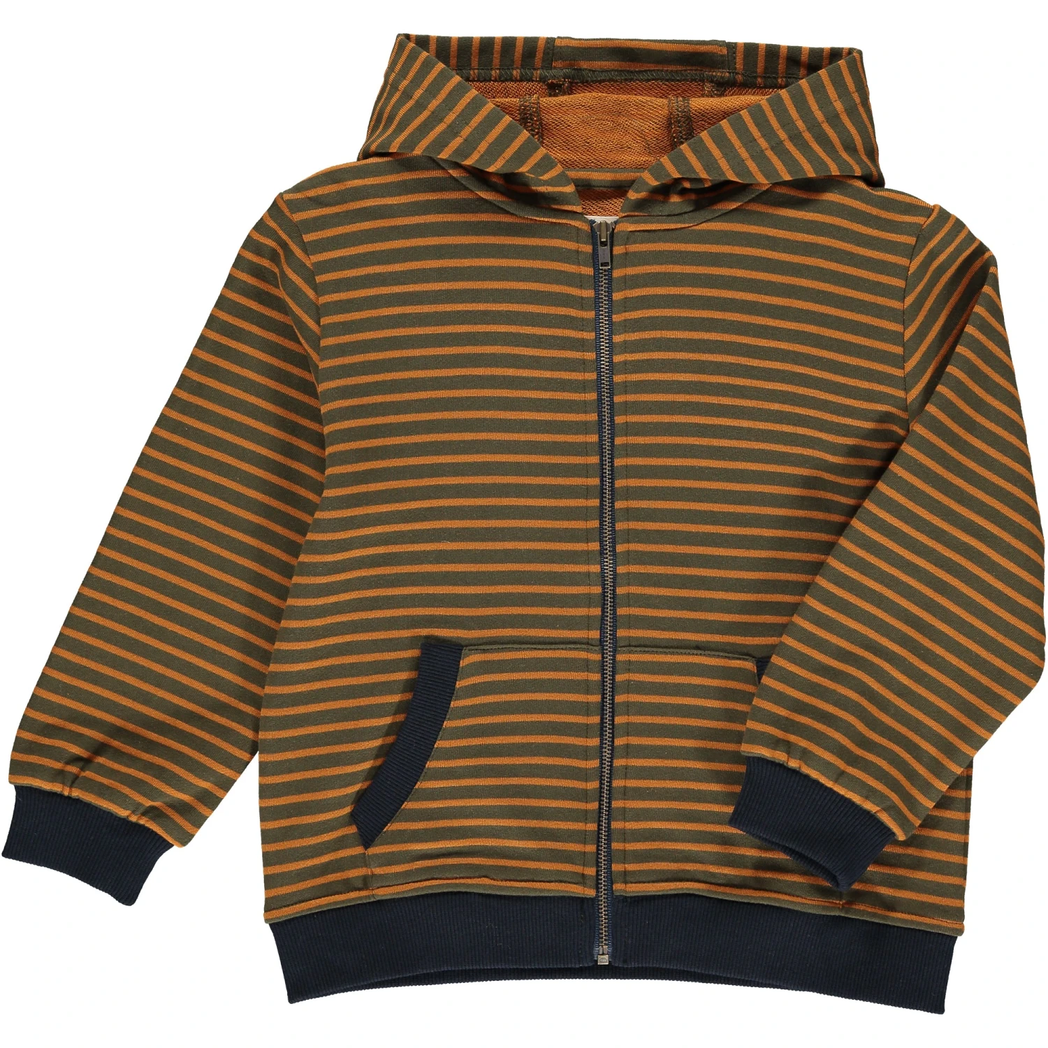 Gold/mushroom Striped Zipped Hooded Top 1 Gold/mushroom Striped Zipped Hooded Top